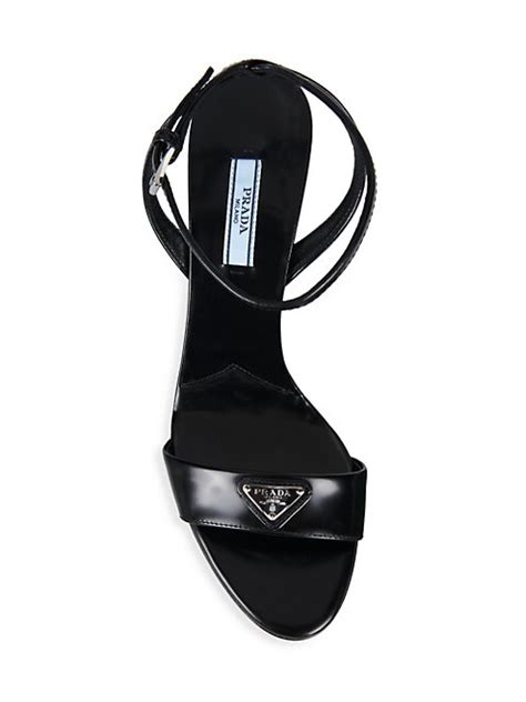 prada logo 85 leather ankle-strap sandals